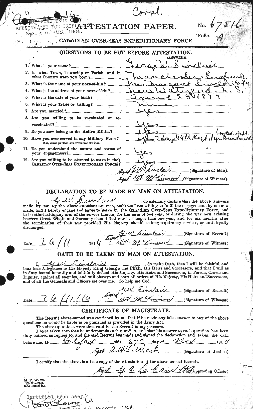 Personnel Records of the First World War - CEF 095563a