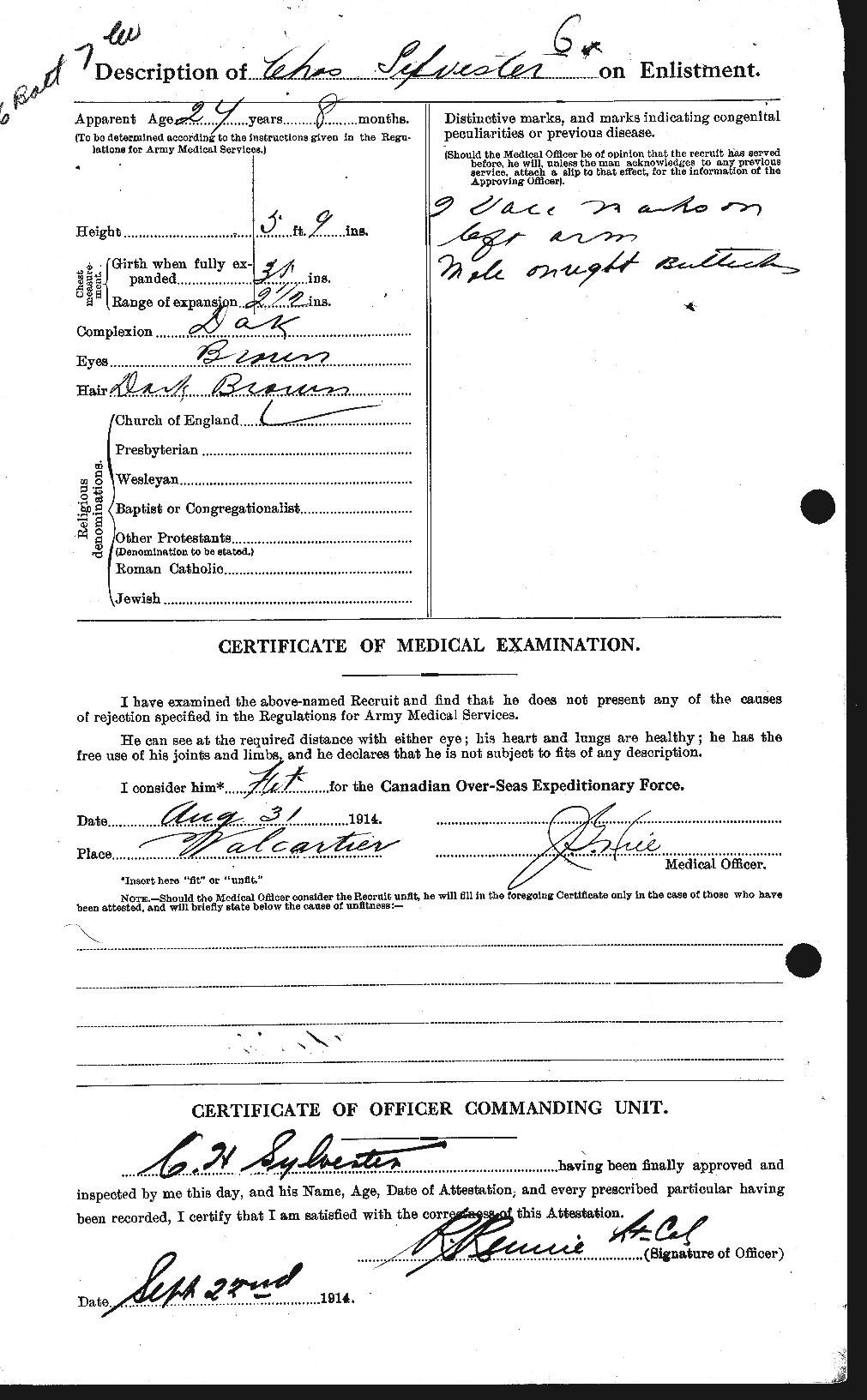 Dossiers du Personnel de la Première Guerre mondiale - CEC 095809b