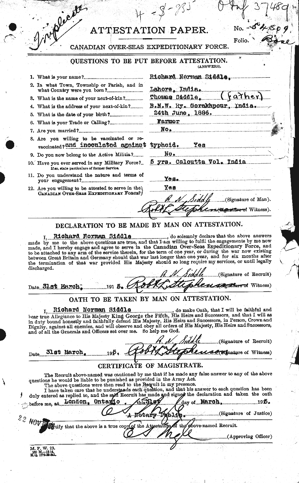 Personnel Records of the First World War - CEF 095967a