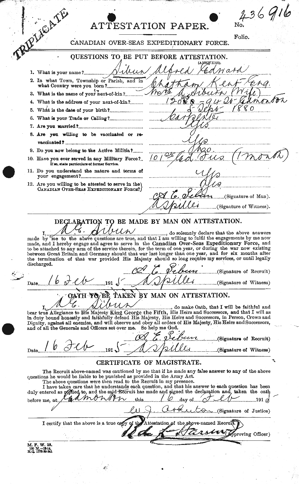 Personnel Records of the First World War - CEF 096402a
