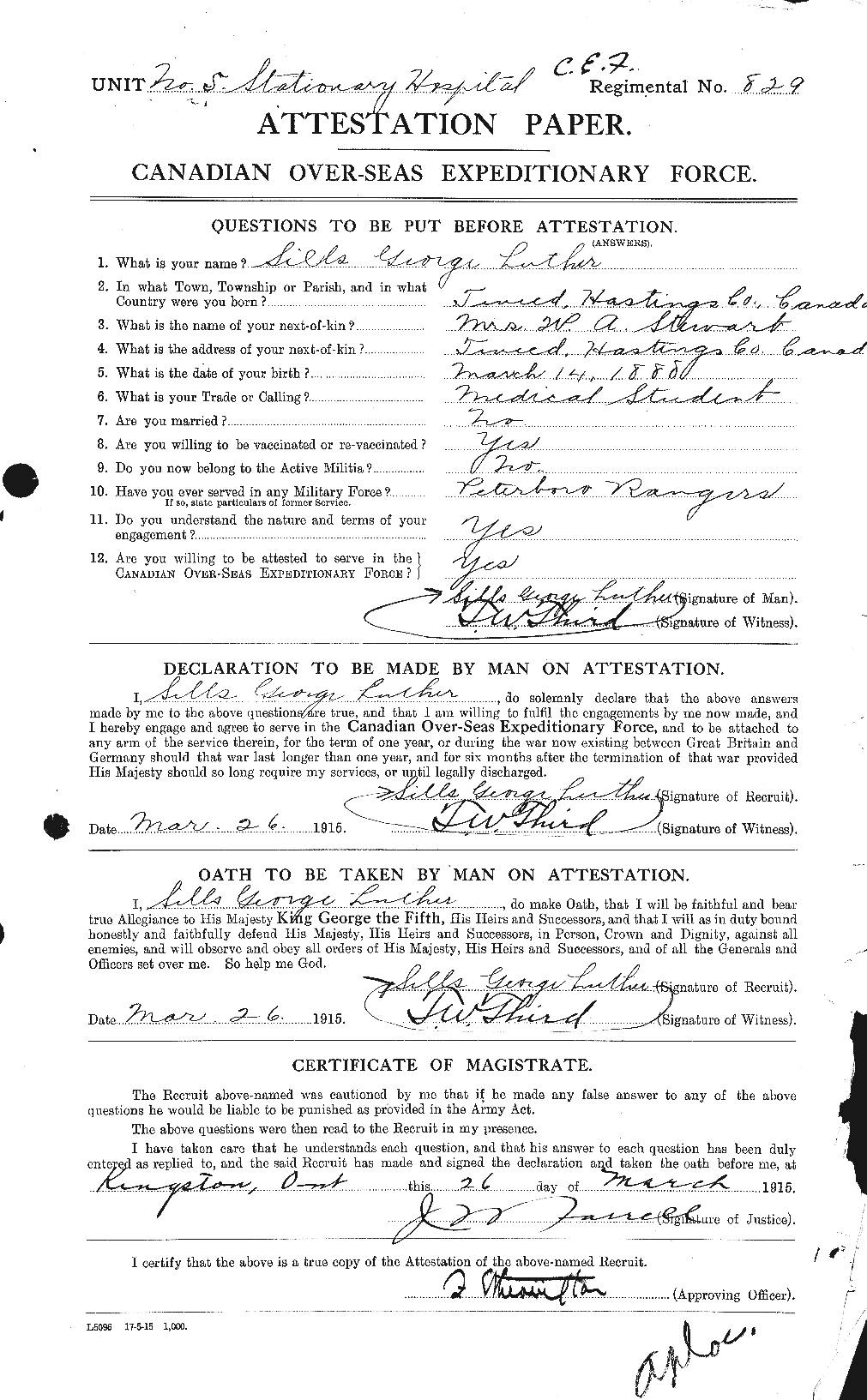 Personnel Records of the First World War - CEF 096541a