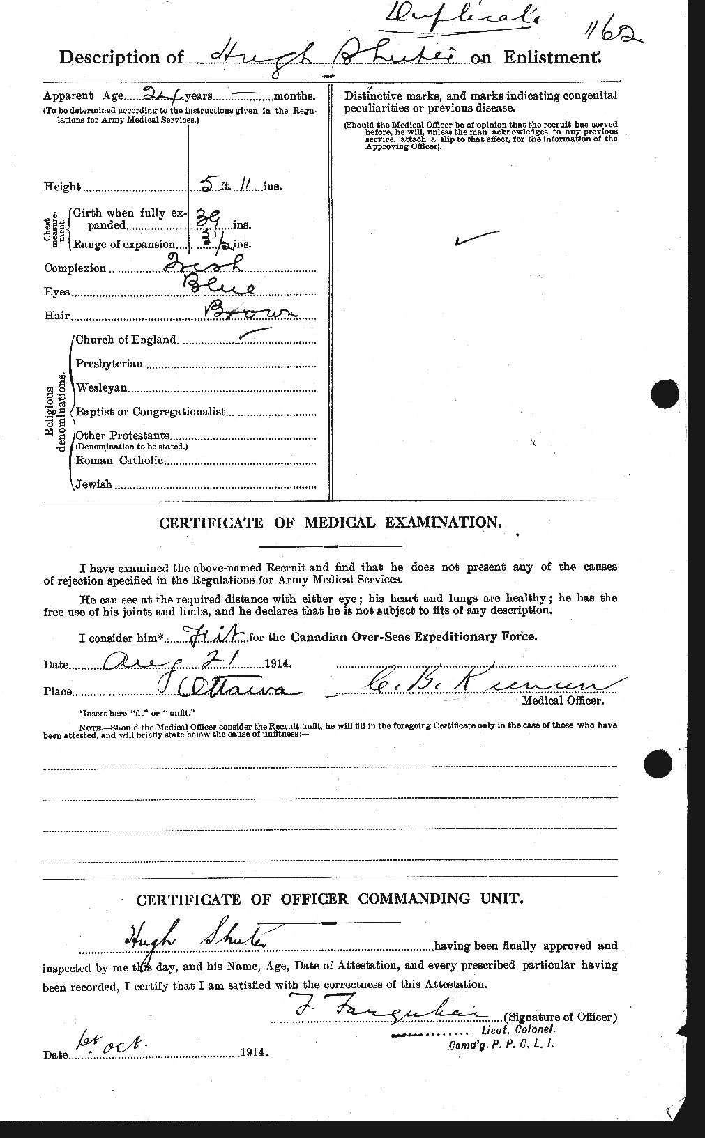 Dossiers du Personnel de la Première Guerre mondiale - CEC 096965b
