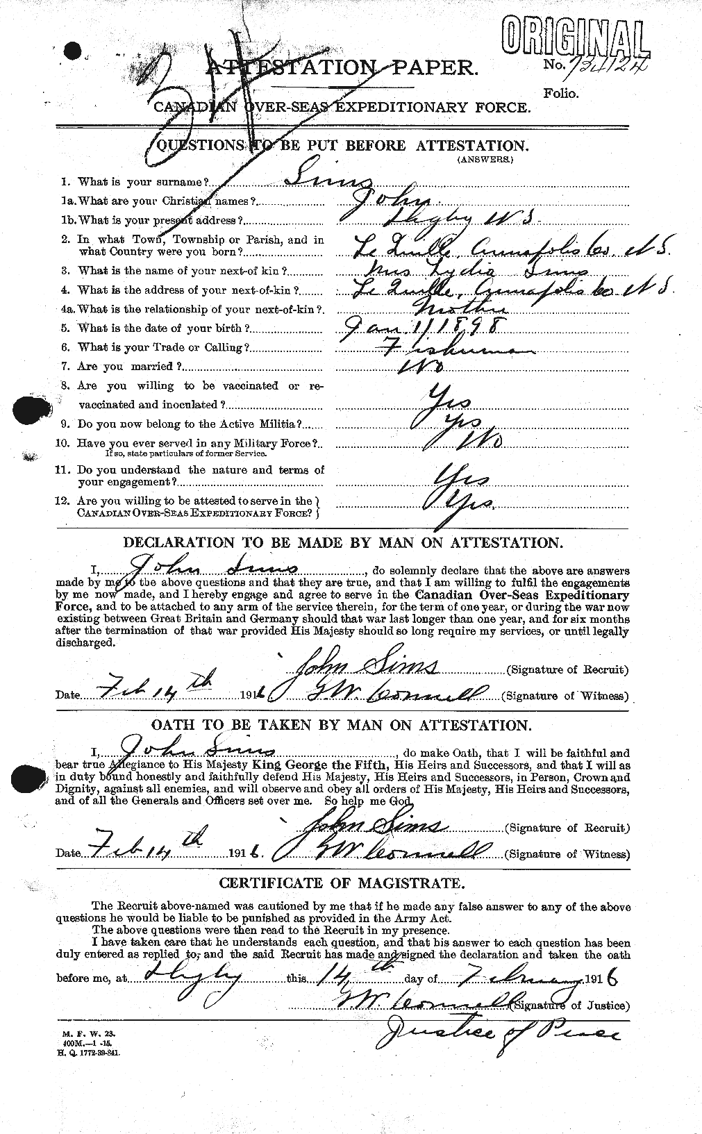 Personnel Records of the First World War - CEF 097385a