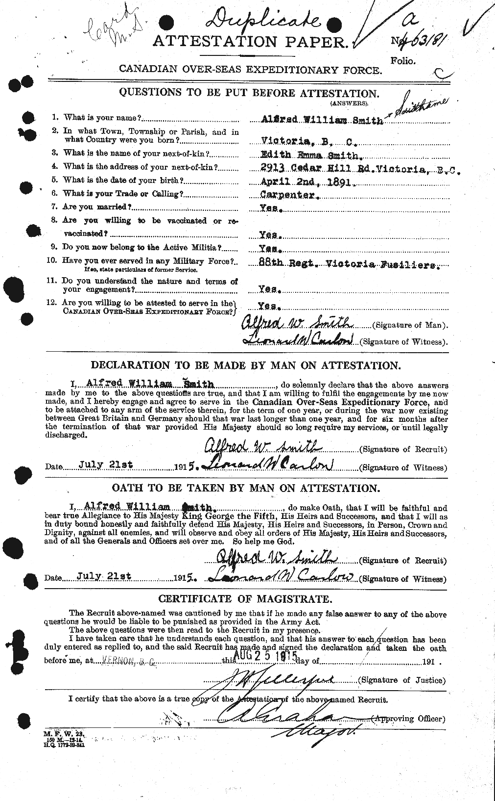 Personnel Records of the First World War - CEF 097692a