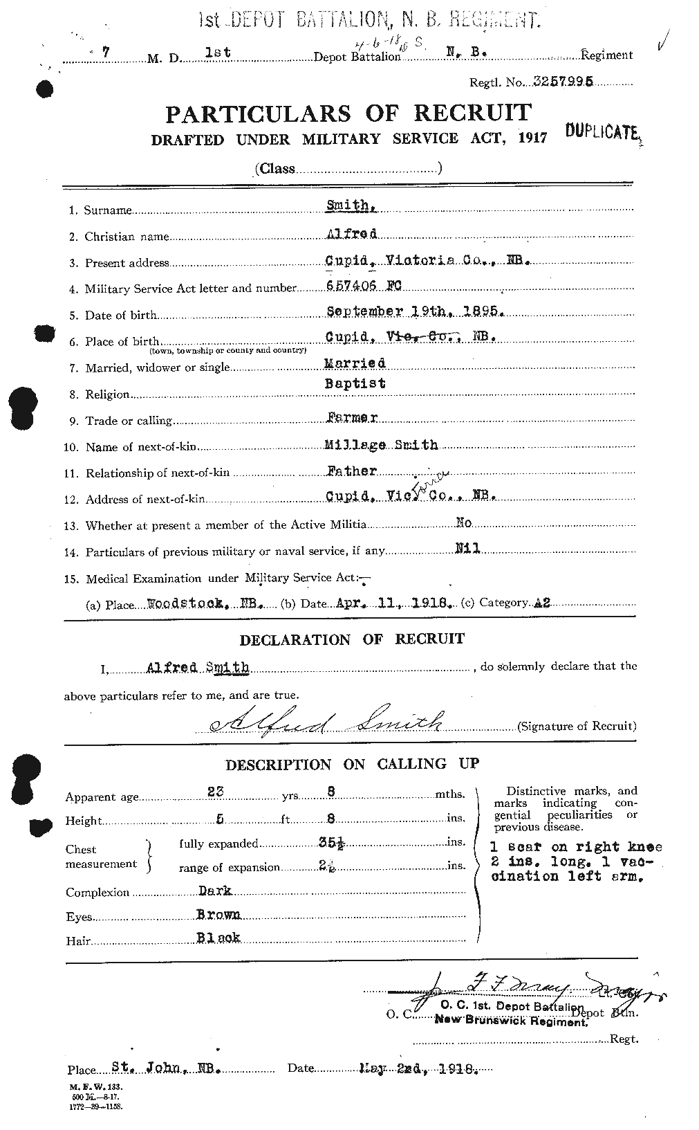 Dossiers du Personnel de la Première Guerre mondiale - CEC 098020a