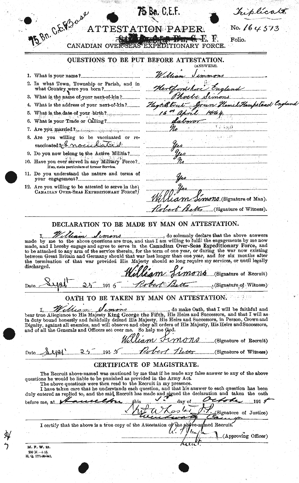 Personnel Records of the First World War - CEF 098100a