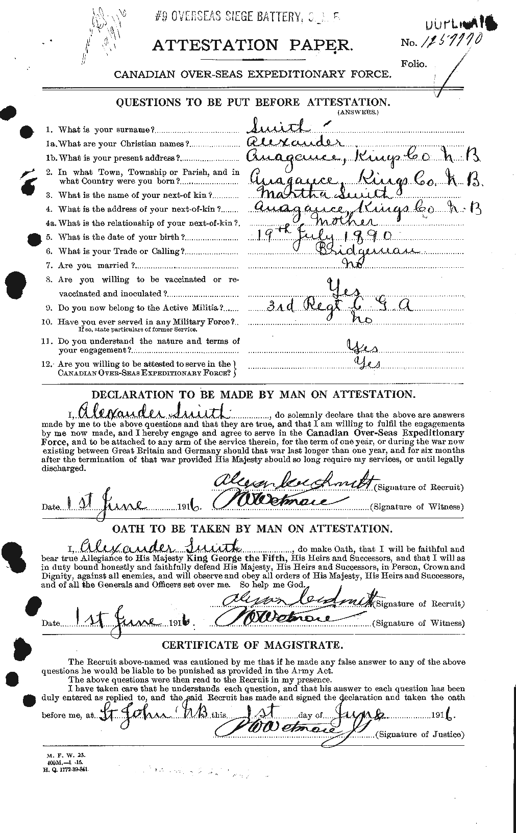 Personnel Records of the First World War - CEF 098321a