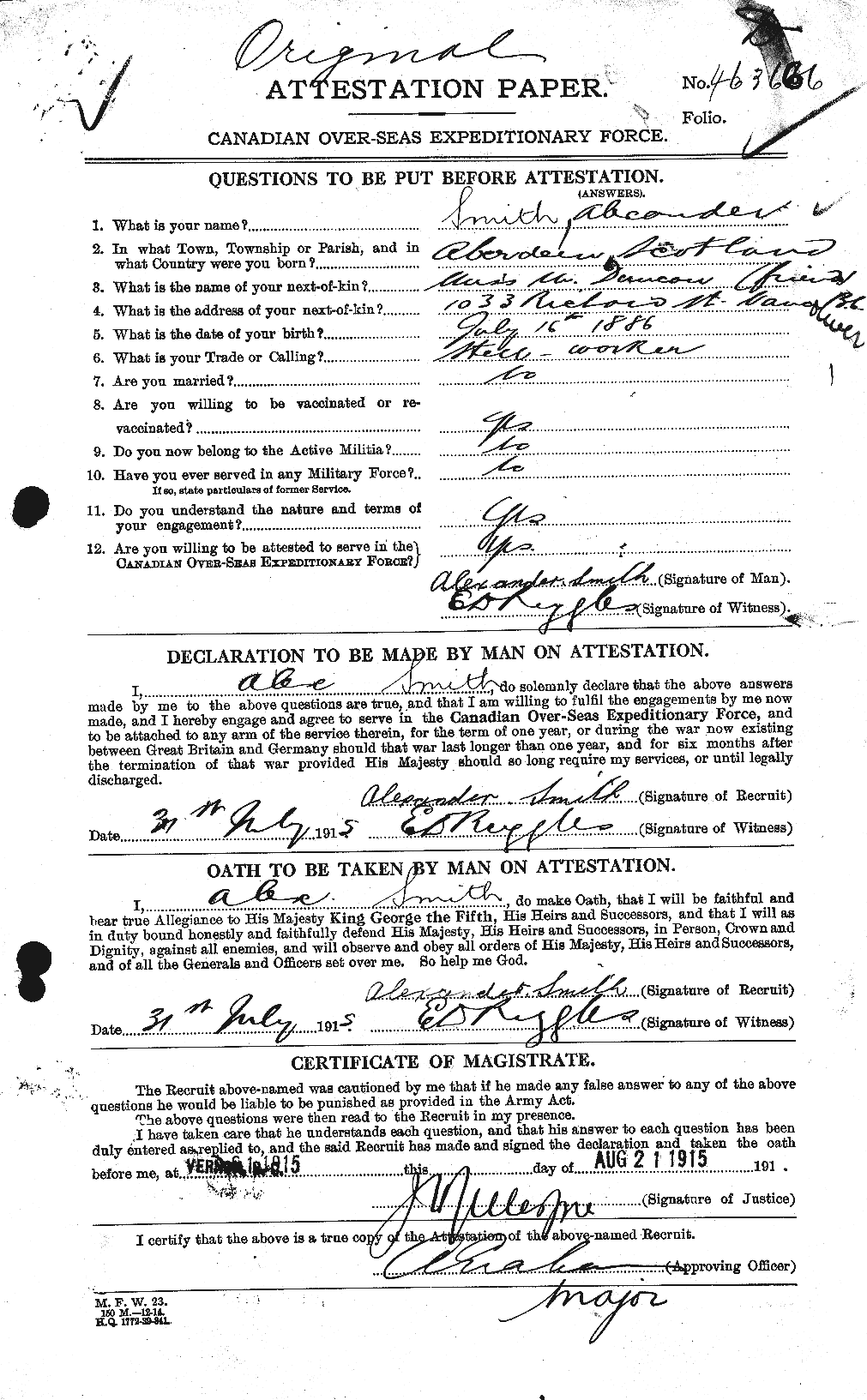Personnel Records of the First World War - CEF 098453a