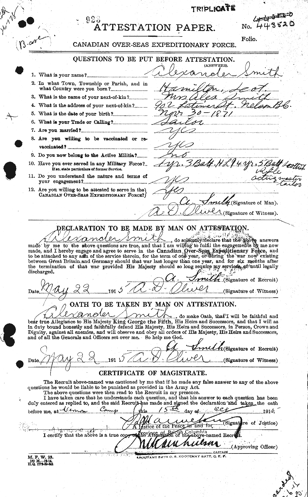 Personnel Records of the First World War - CEF 098456a