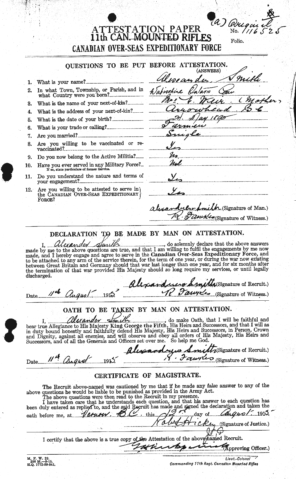 Personnel Records of the First World War - CEF 098474a