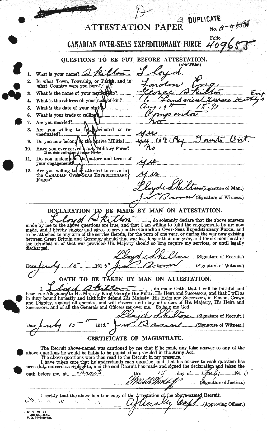 Personnel Records of the First World War - CEF 098590a
