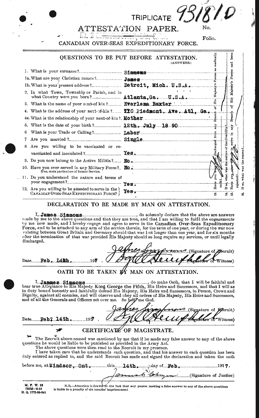 Personnel Records of the First World War - CEF 098674a