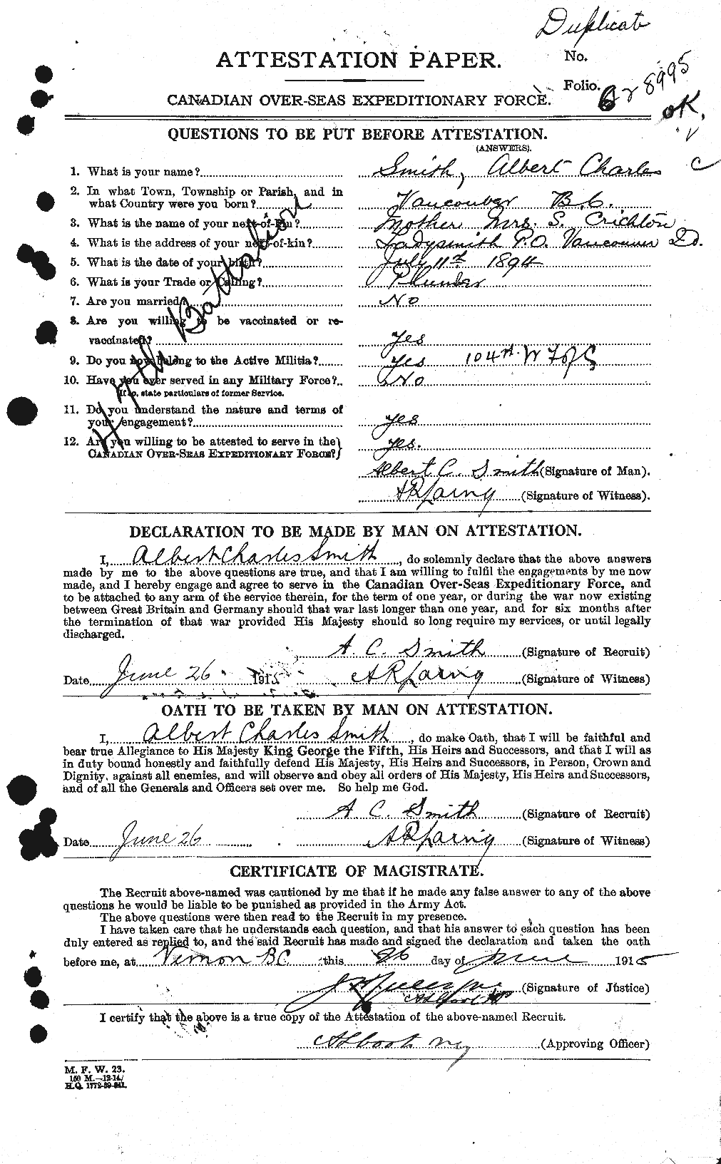 Personnel Records of the First World War - CEF 098958a