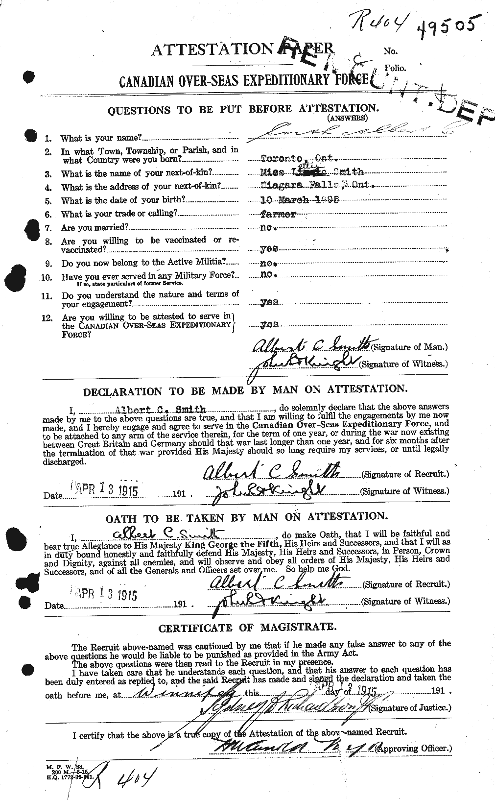 Personnel Records of the First World War - CEF 098960a