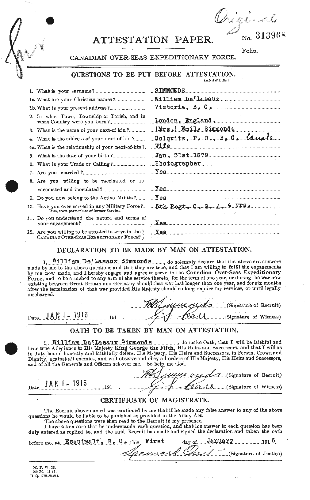 Personnel Records of the First World War - CEF 099184a