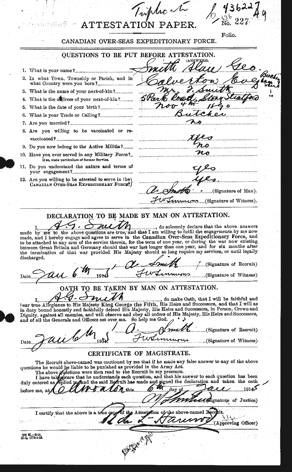 Personnel Records of the First World War - CEF 099226a