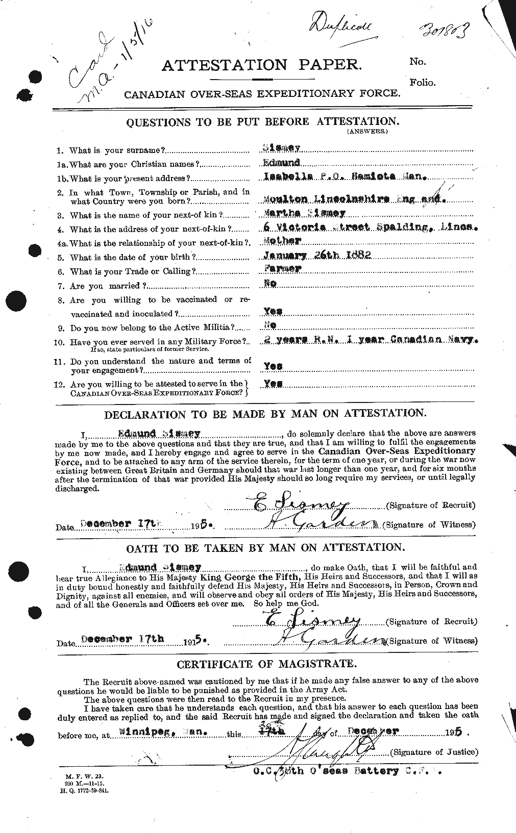 Personnel Records of the First World War - CEF 099554a