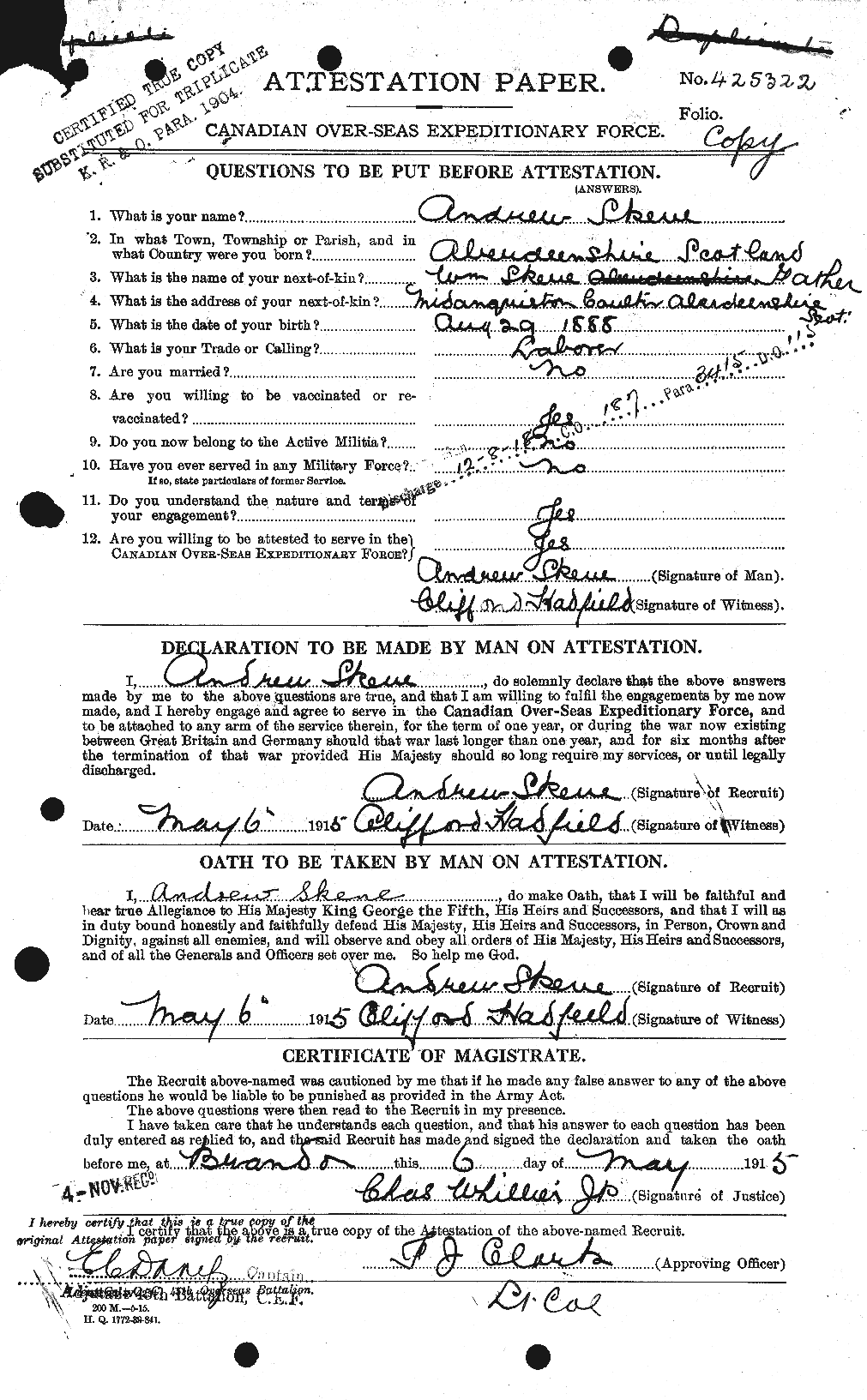 Personnel Records of the First World War - CEF 099762a