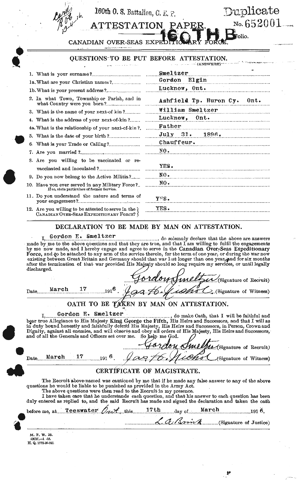 Personnel Records of the First World War - CEF 099818a