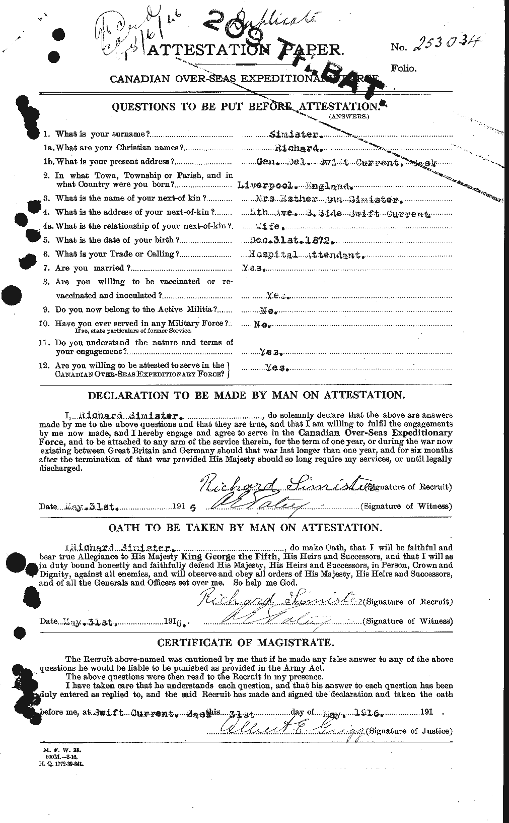 Personnel Records of the First World War - CEF 100251a