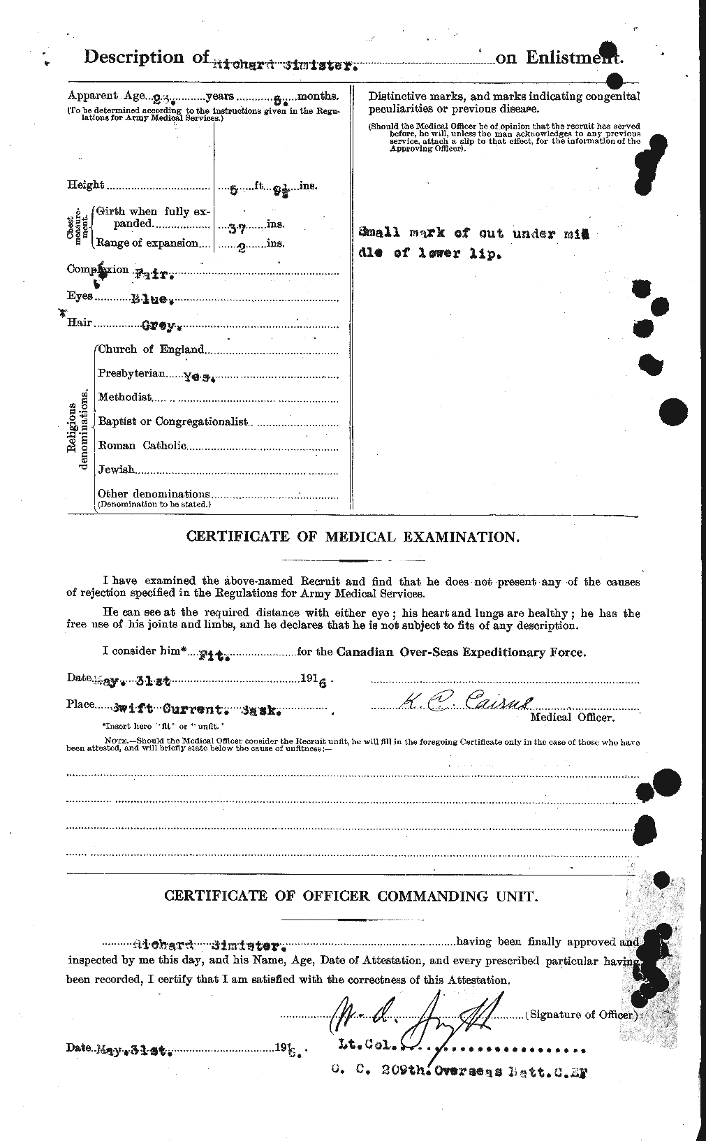 Personnel Records of the First World War - CEF 100251b