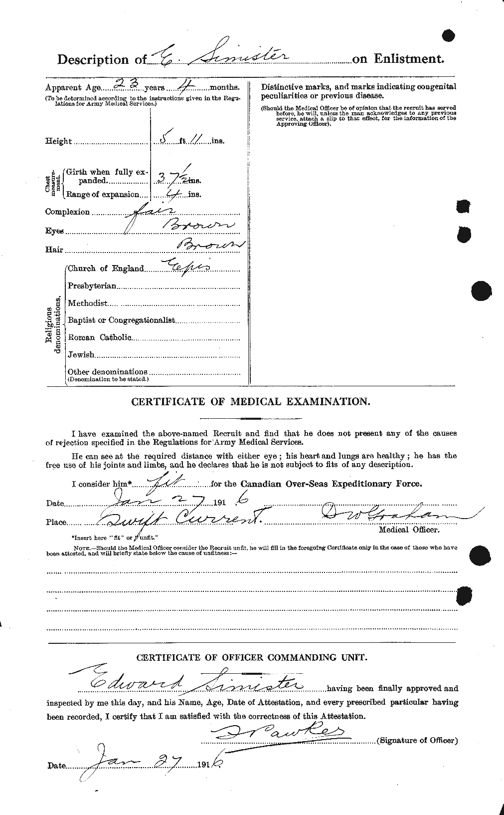 Dossiers du Personnel de la Première Guerre mondiale - CEC 100257b