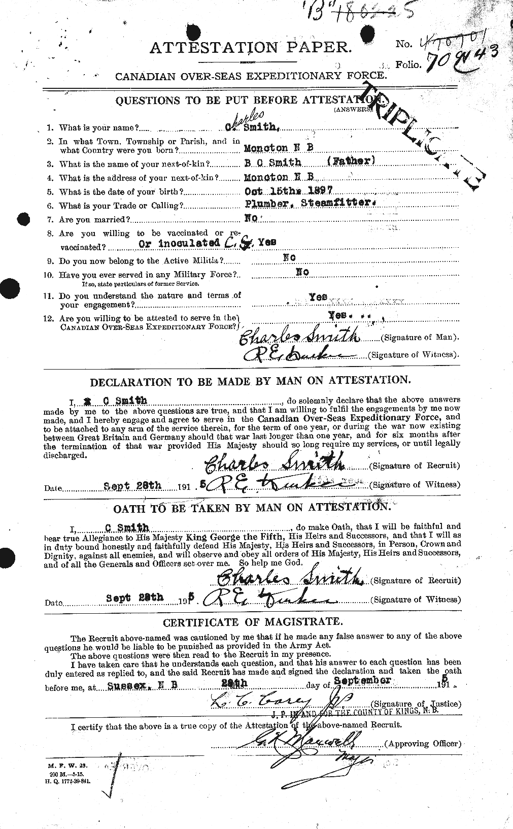 Personnel Records of the First World War - CEF 100316a