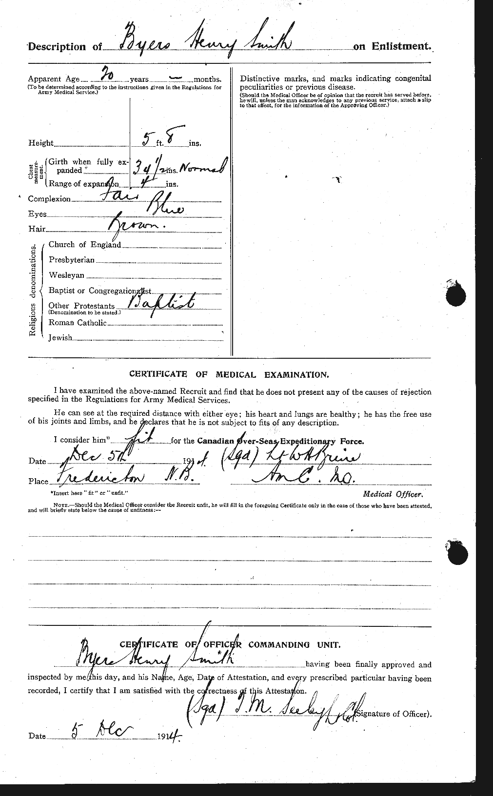 Dossiers du Personnel de la Première Guerre mondiale - CEC 100823b