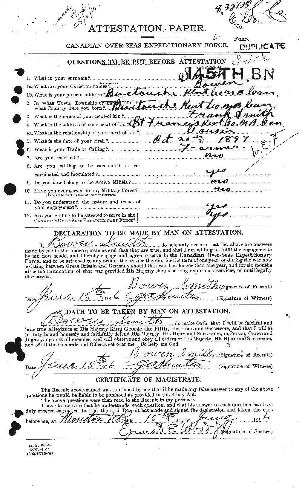 Personnel Records of the First World War - CEF 100834a