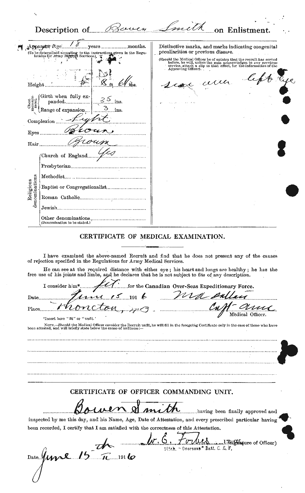 Dossiers du Personnel de la Première Guerre mondiale - CEC 100834b