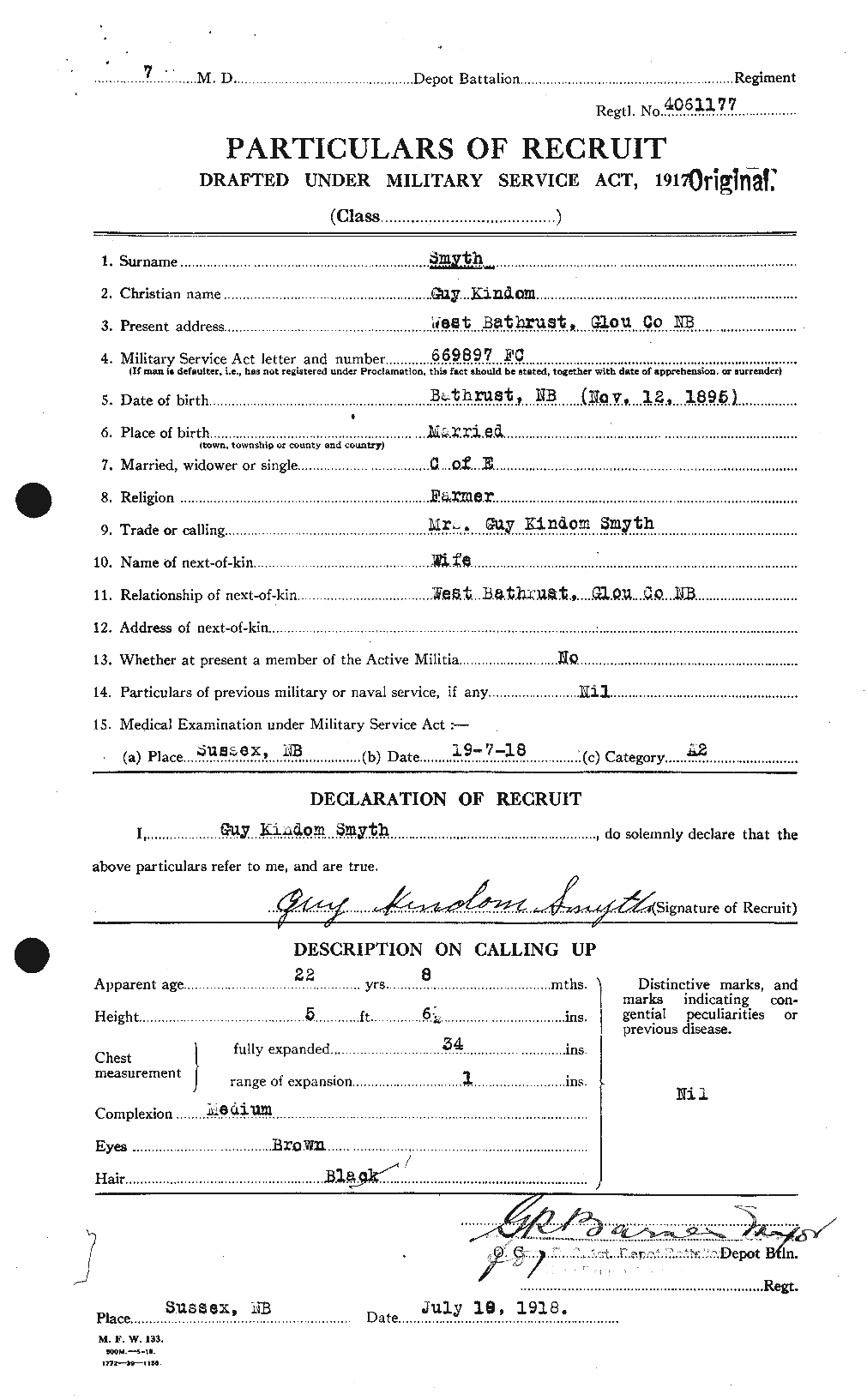 Dossiers du Personnel de la Première Guerre mondiale - CEC 101053a