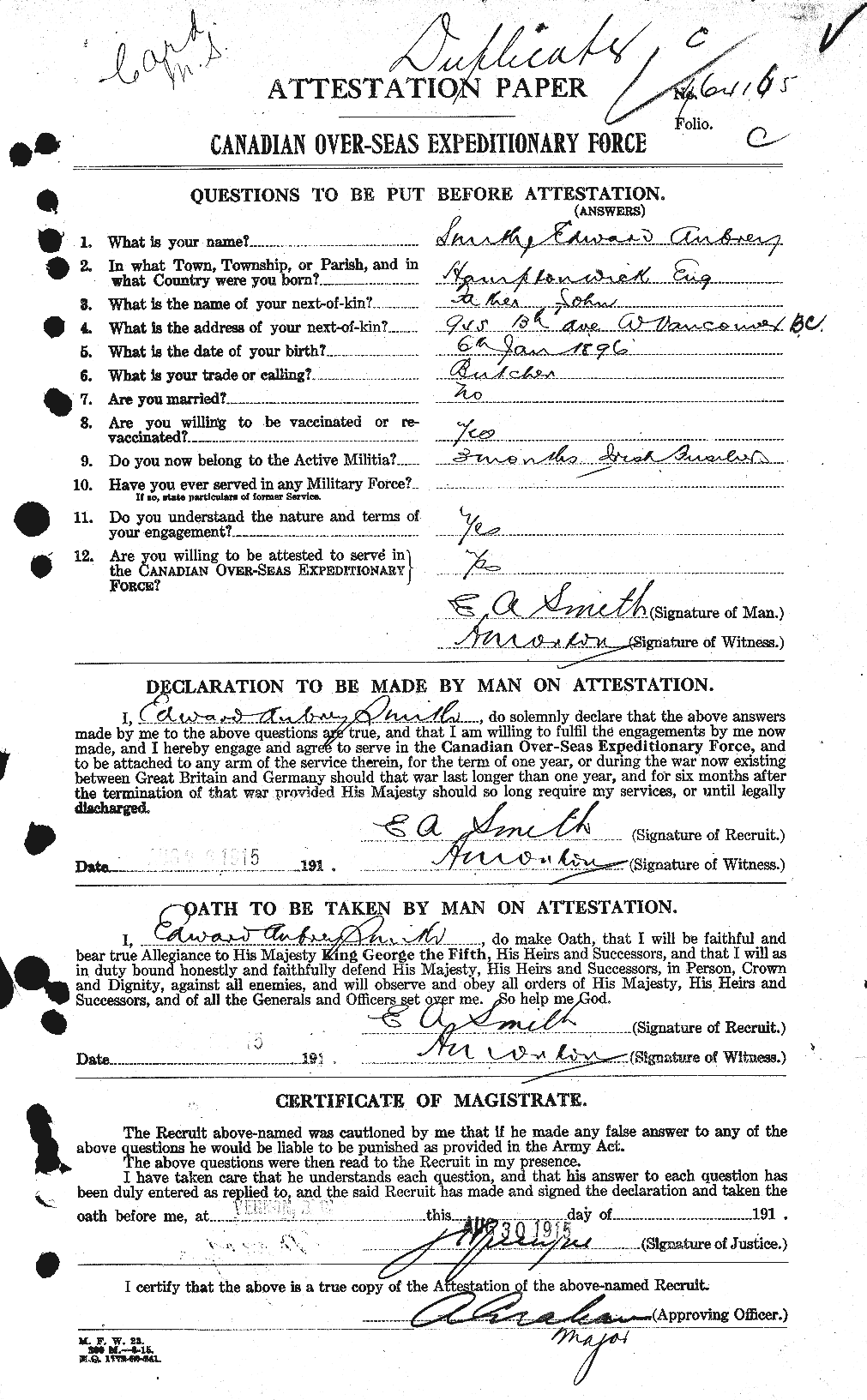Personnel Records of the First World War - CEF 101208a
