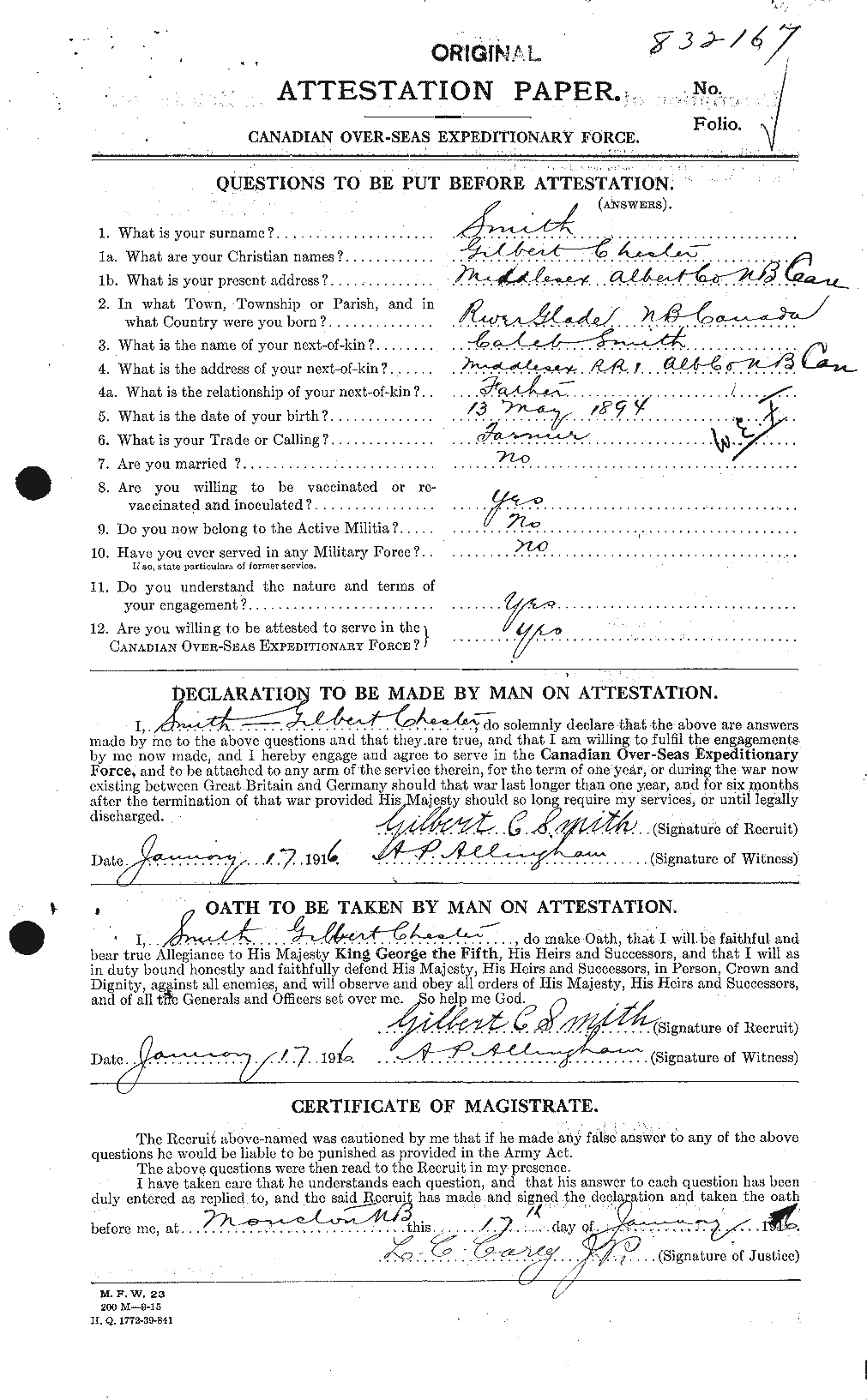 Personnel Records of the First World War - CEF 101510a