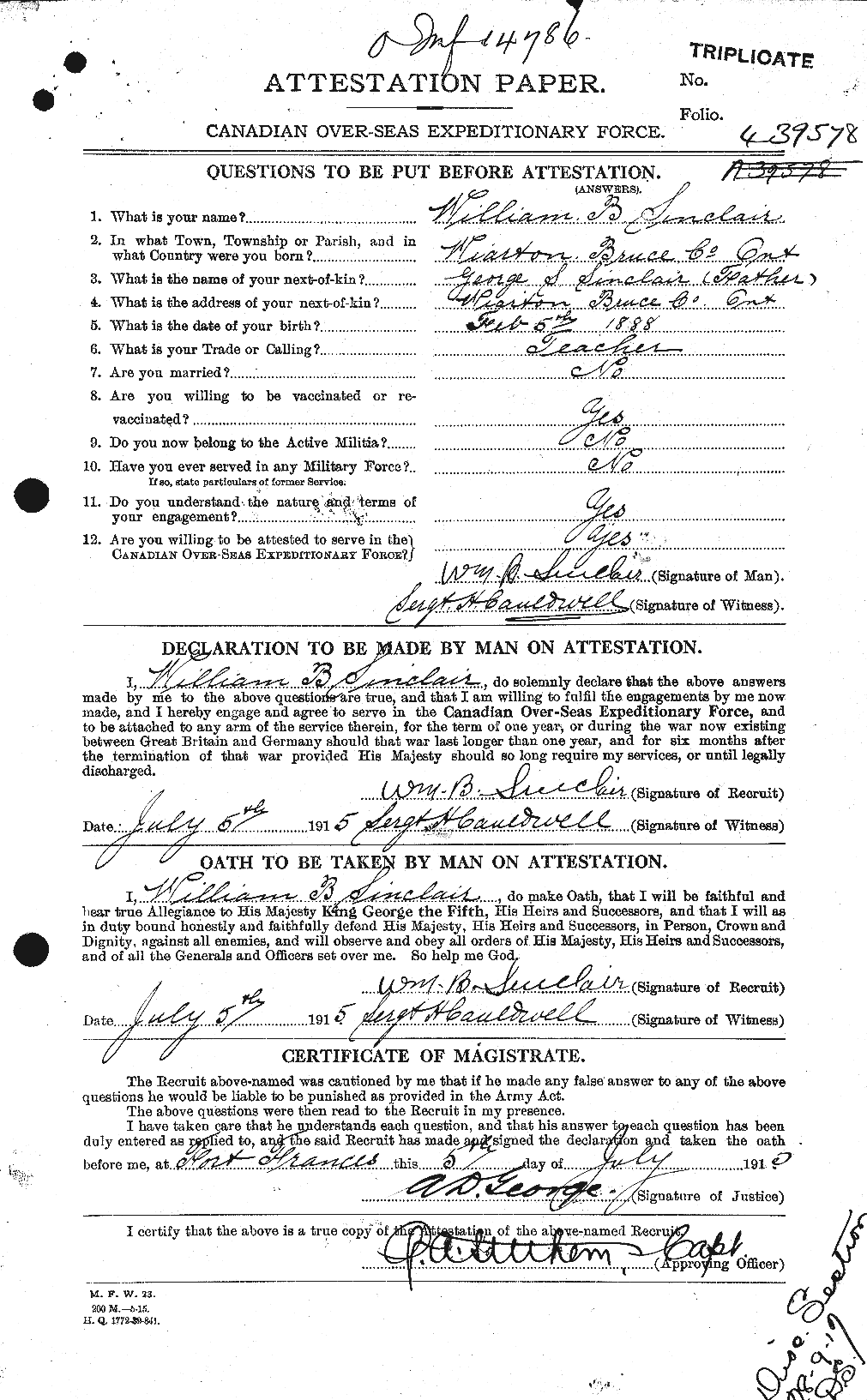 Personnel Records of the First World War - CEF 101583a