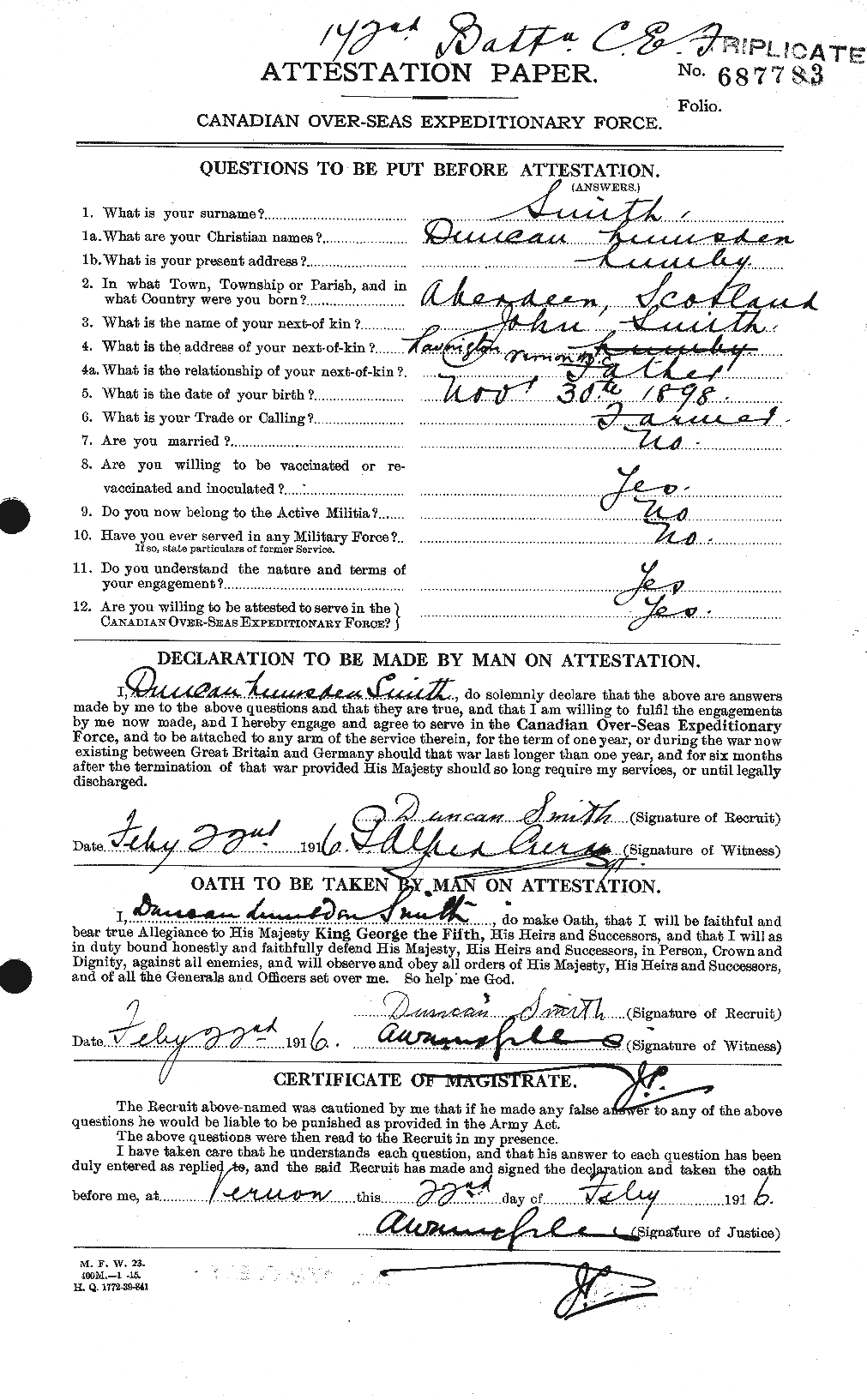 Personnel Records of the First World War - CEF 101750a