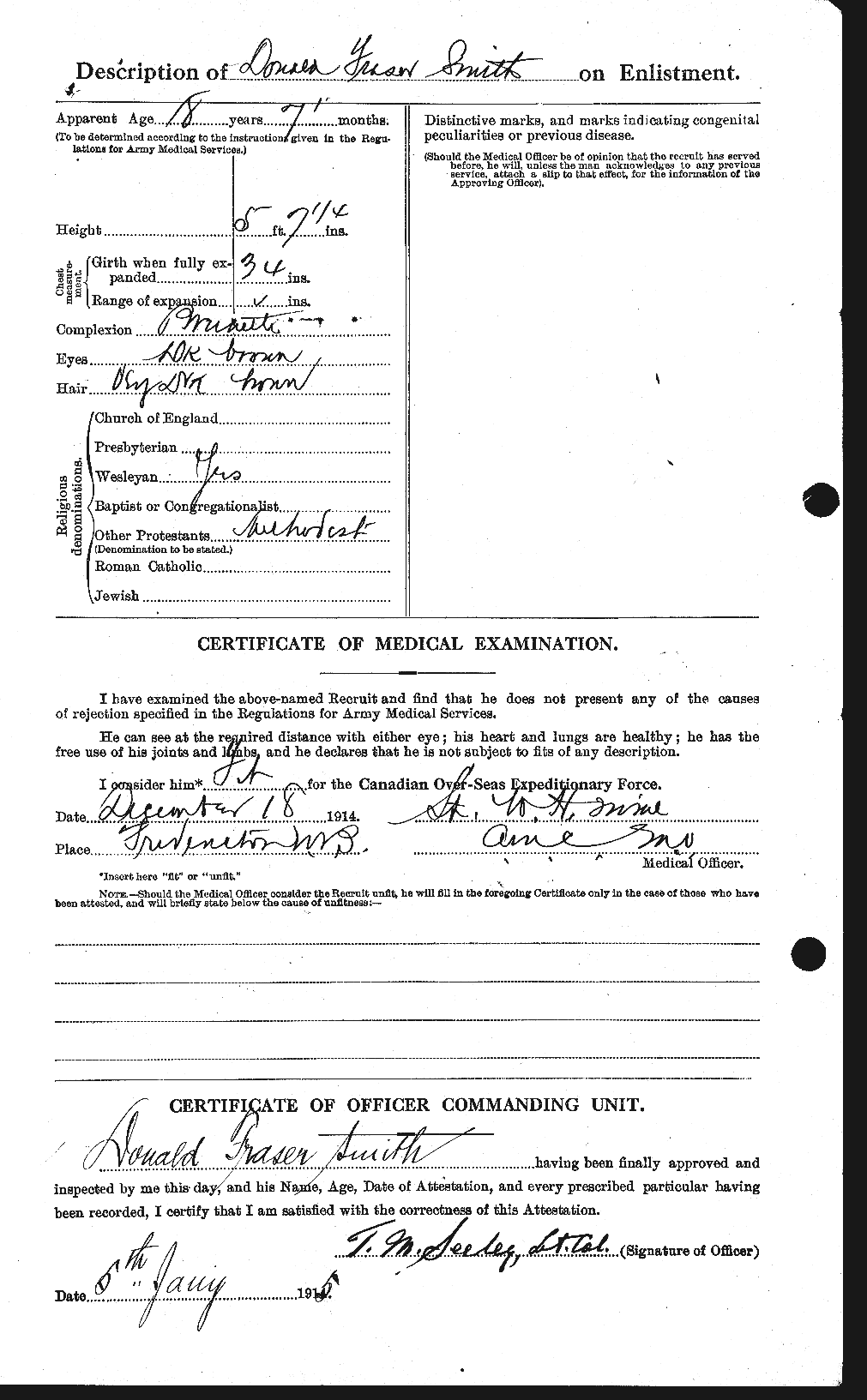 Dossiers du Personnel de la Première Guerre mondiale - CEC 101784b