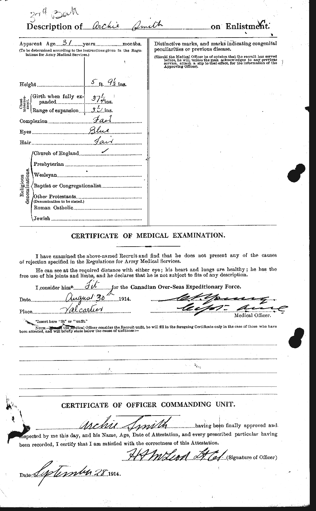 Dossiers du Personnel de la Première Guerre mondiale - CEC 102212b