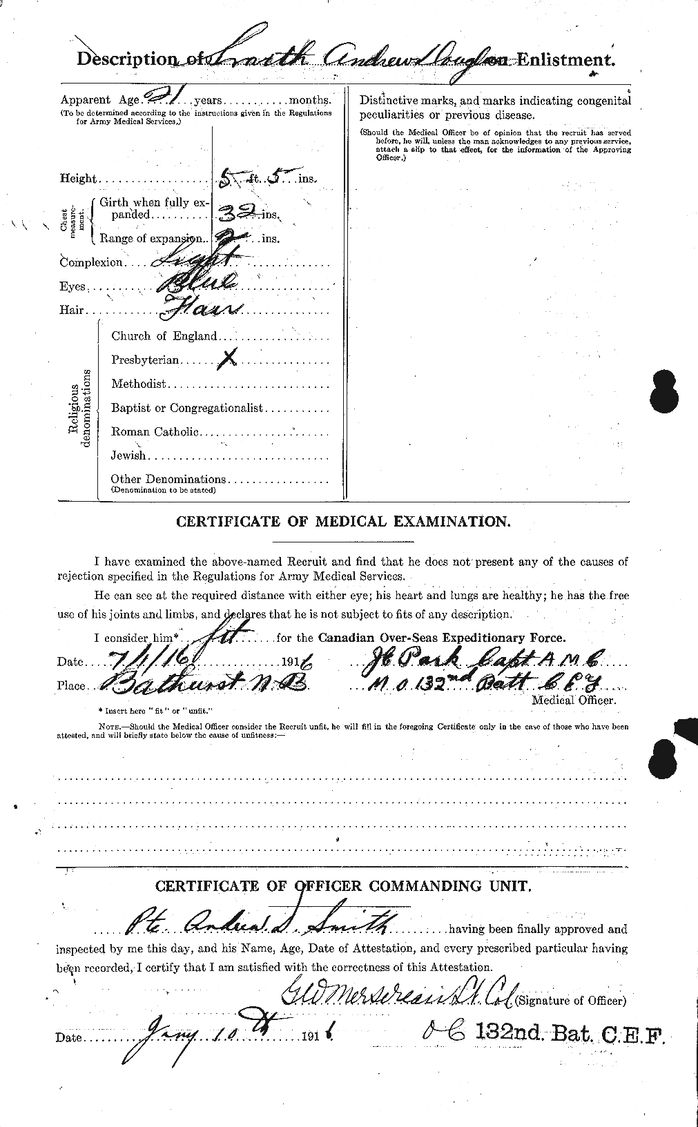 Dossiers du Personnel de la Première Guerre mondiale - CEC 102485b