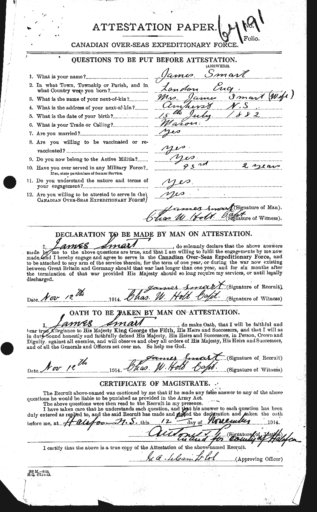 Personnel Records of the First World War - CEF 102850a