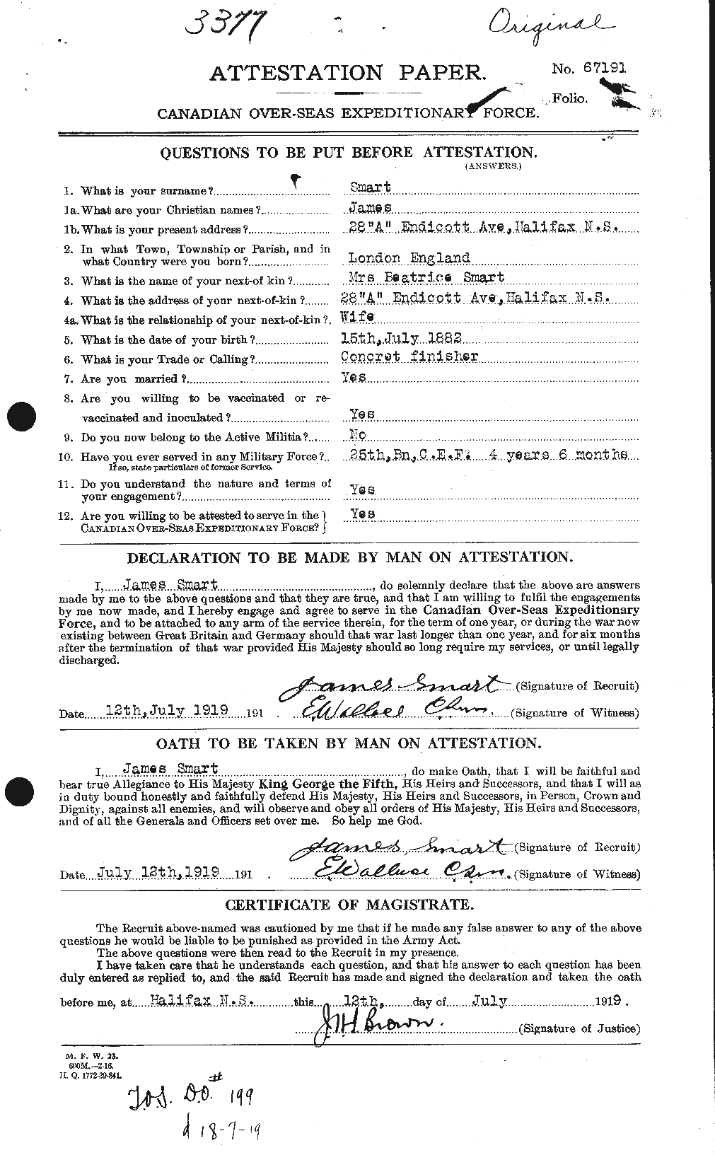 Personnel Records of the First World War - CEF 102851a