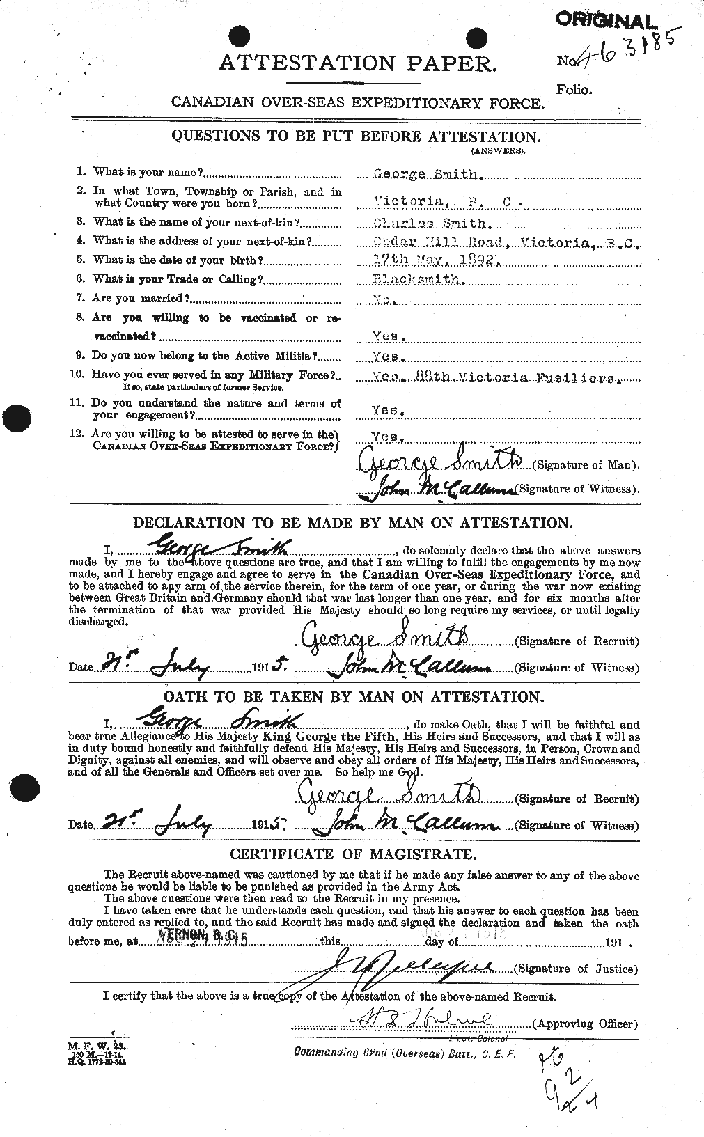Personnel Records of the First World War - CEF 102957a