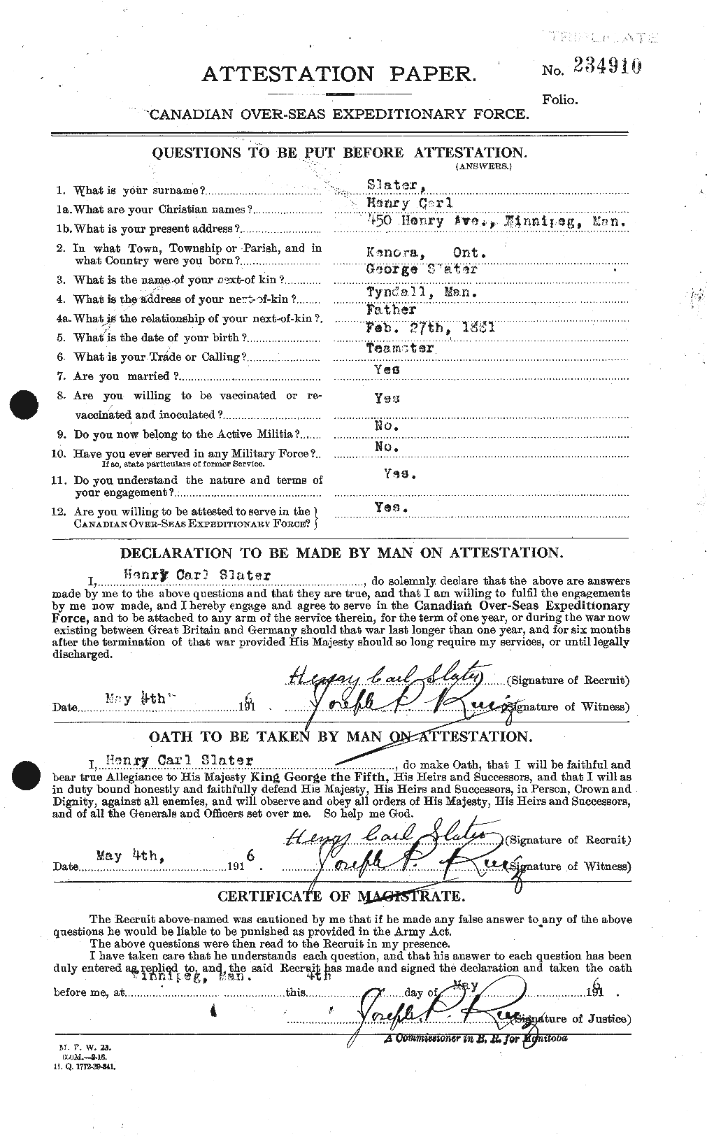 Personnel Records of the First World War - CEF 103050a