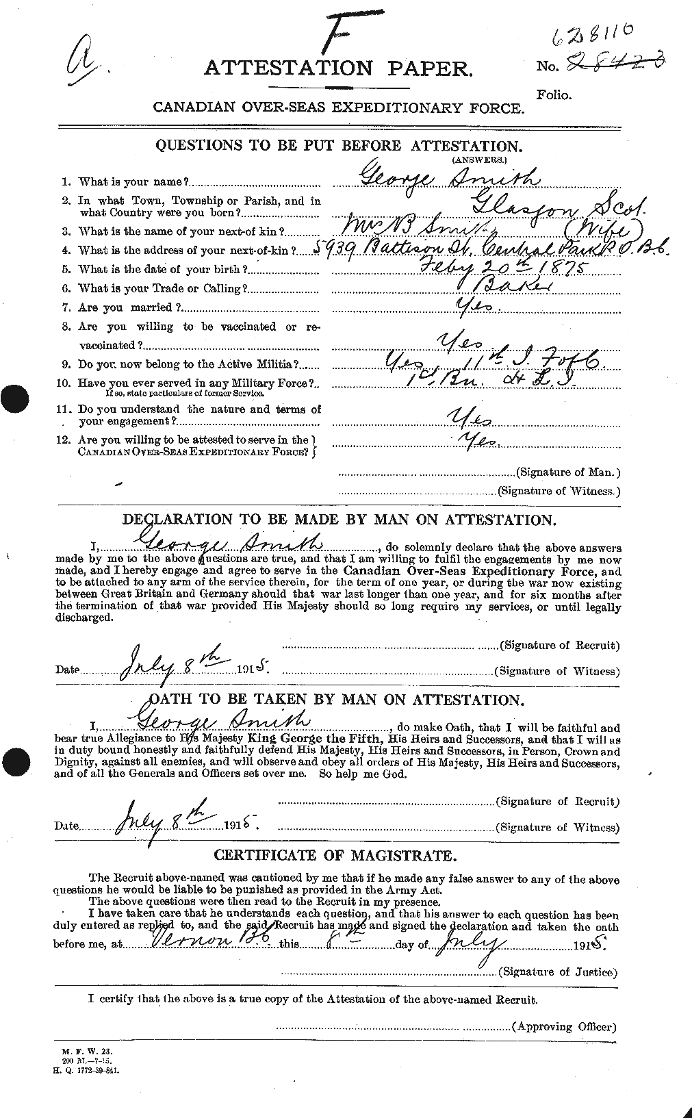 Personnel Records of the First World War - CEF 103161a