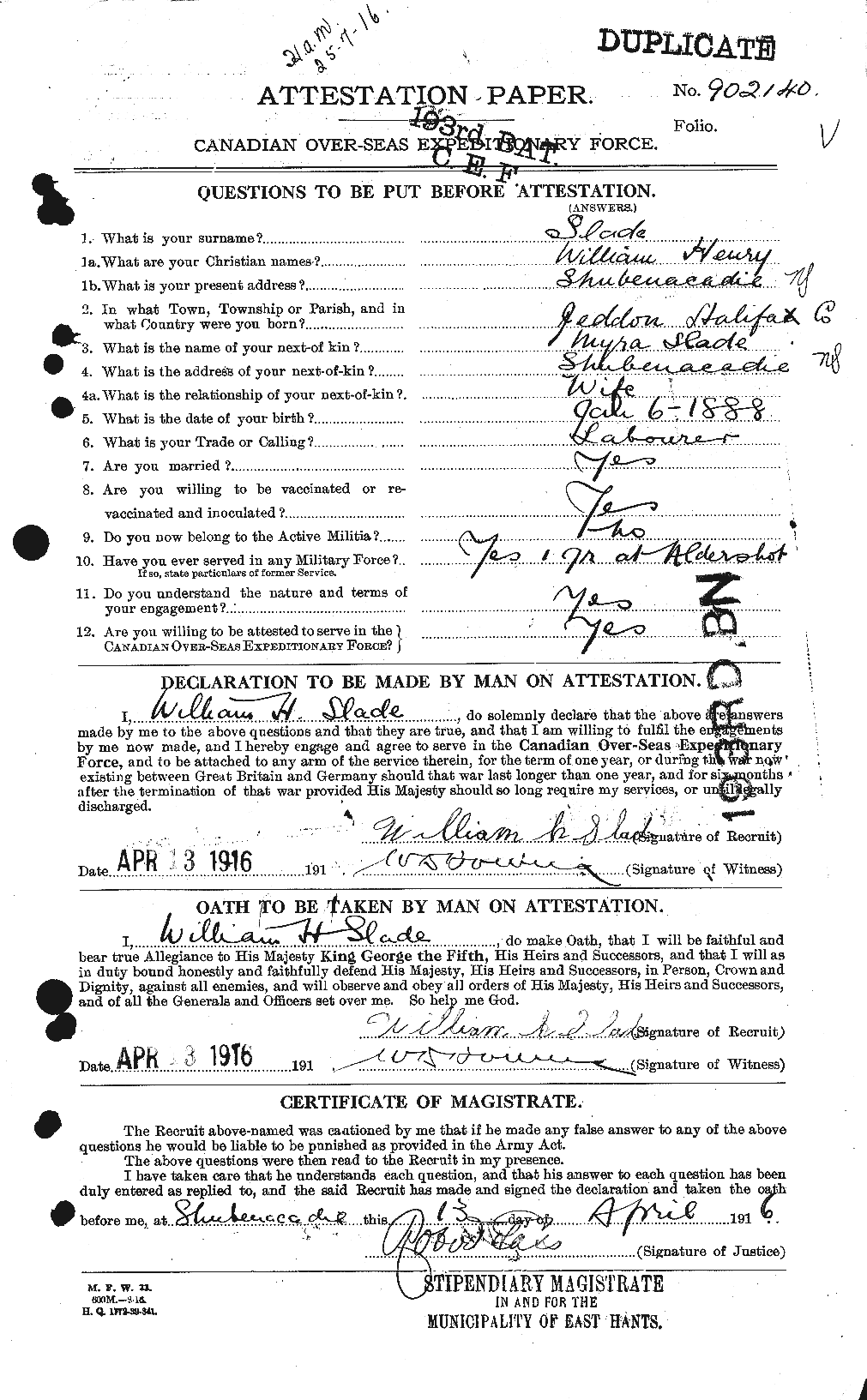 Personnel Records of the First World War - CEF 103551a