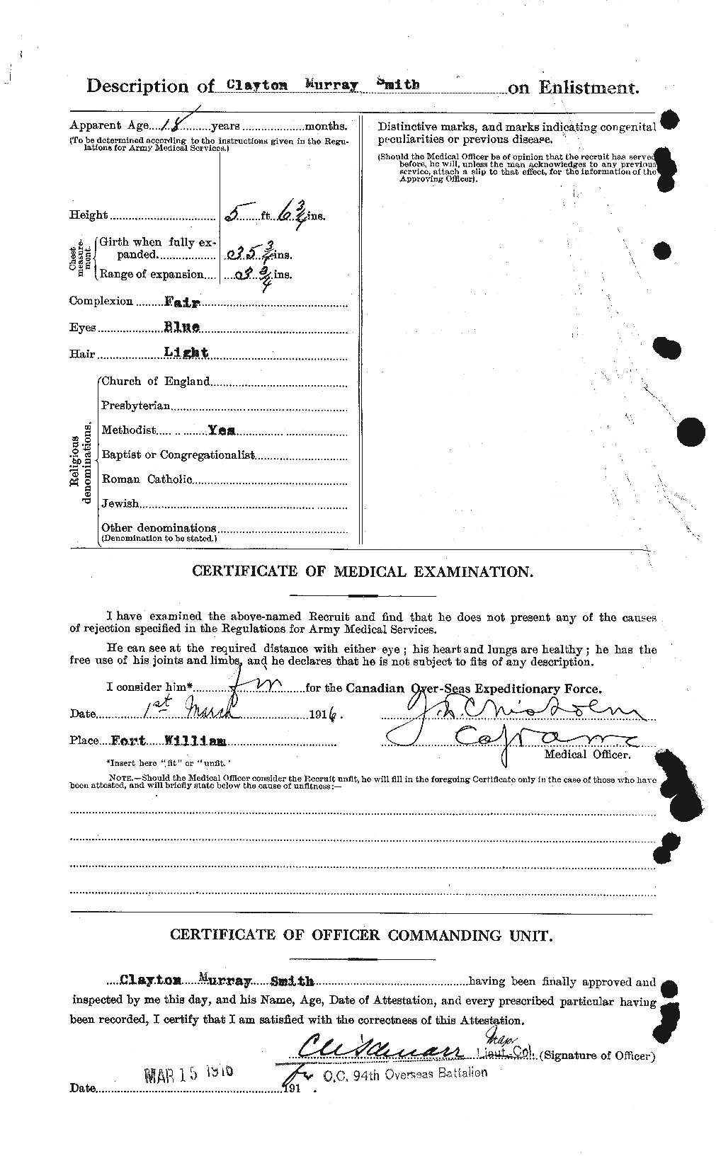 Dossiers du Personnel de la Première Guerre mondiale - CEC 103757b