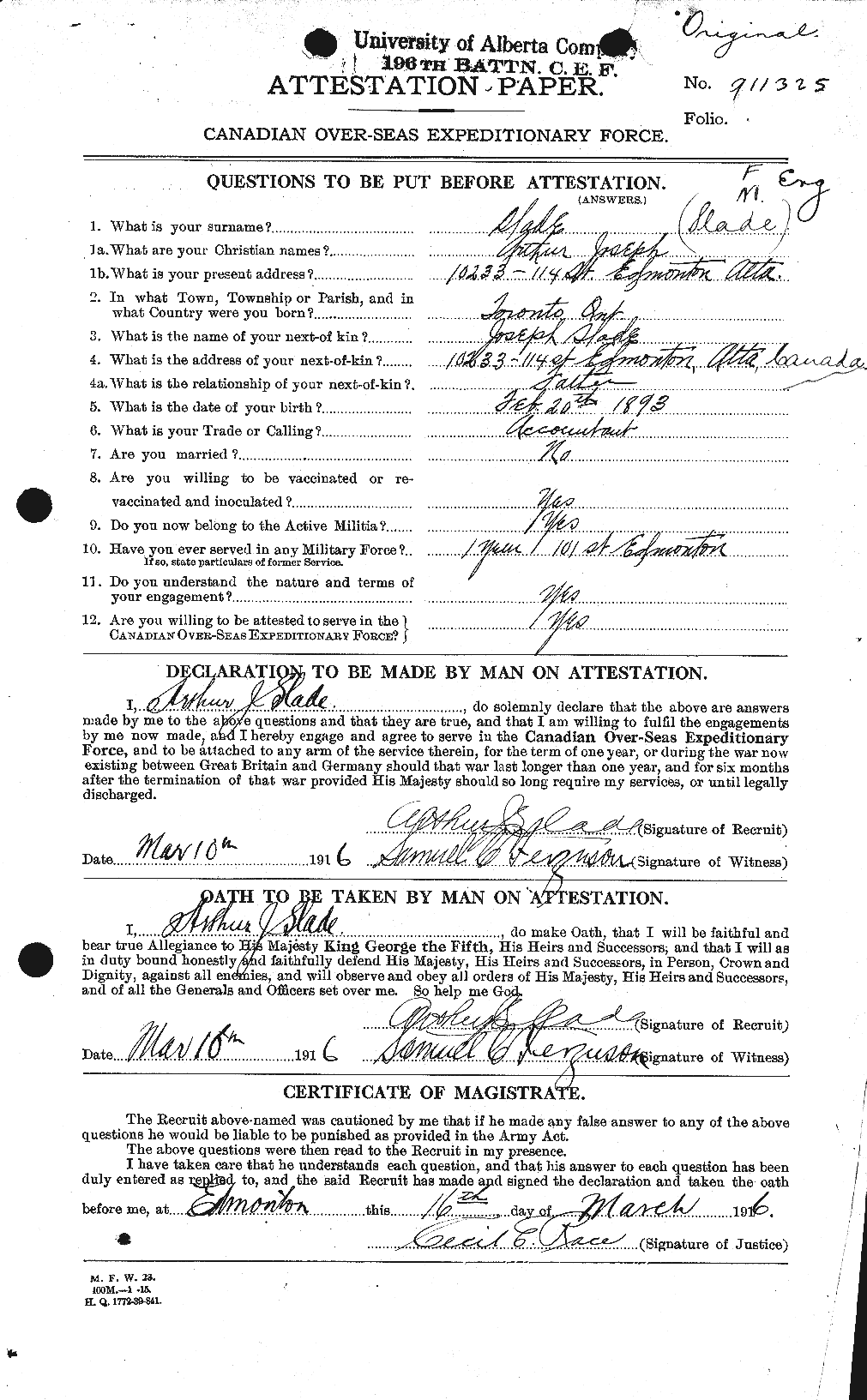 Personnel Records of the First World War - CEF 103820a