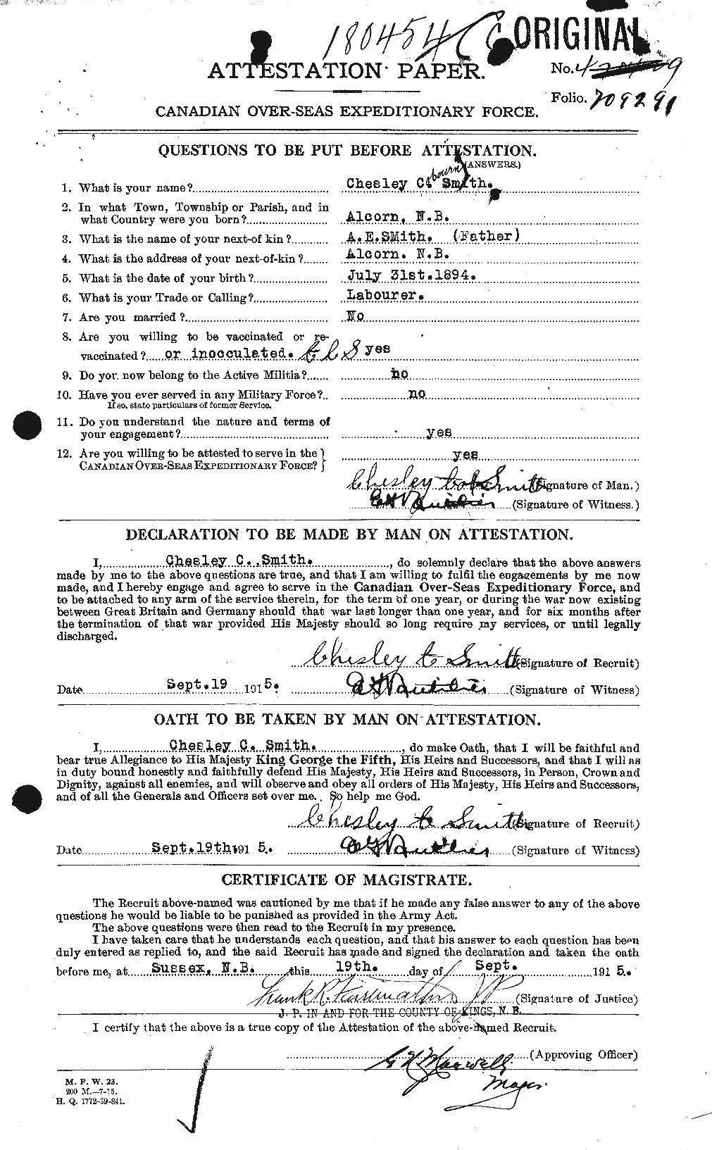 Personnel Records of the First World War - CEF 104037a