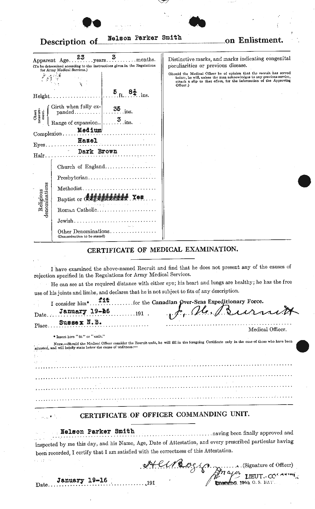 Dossiers du Personnel de la Première Guerre mondiale - CEC 104168b