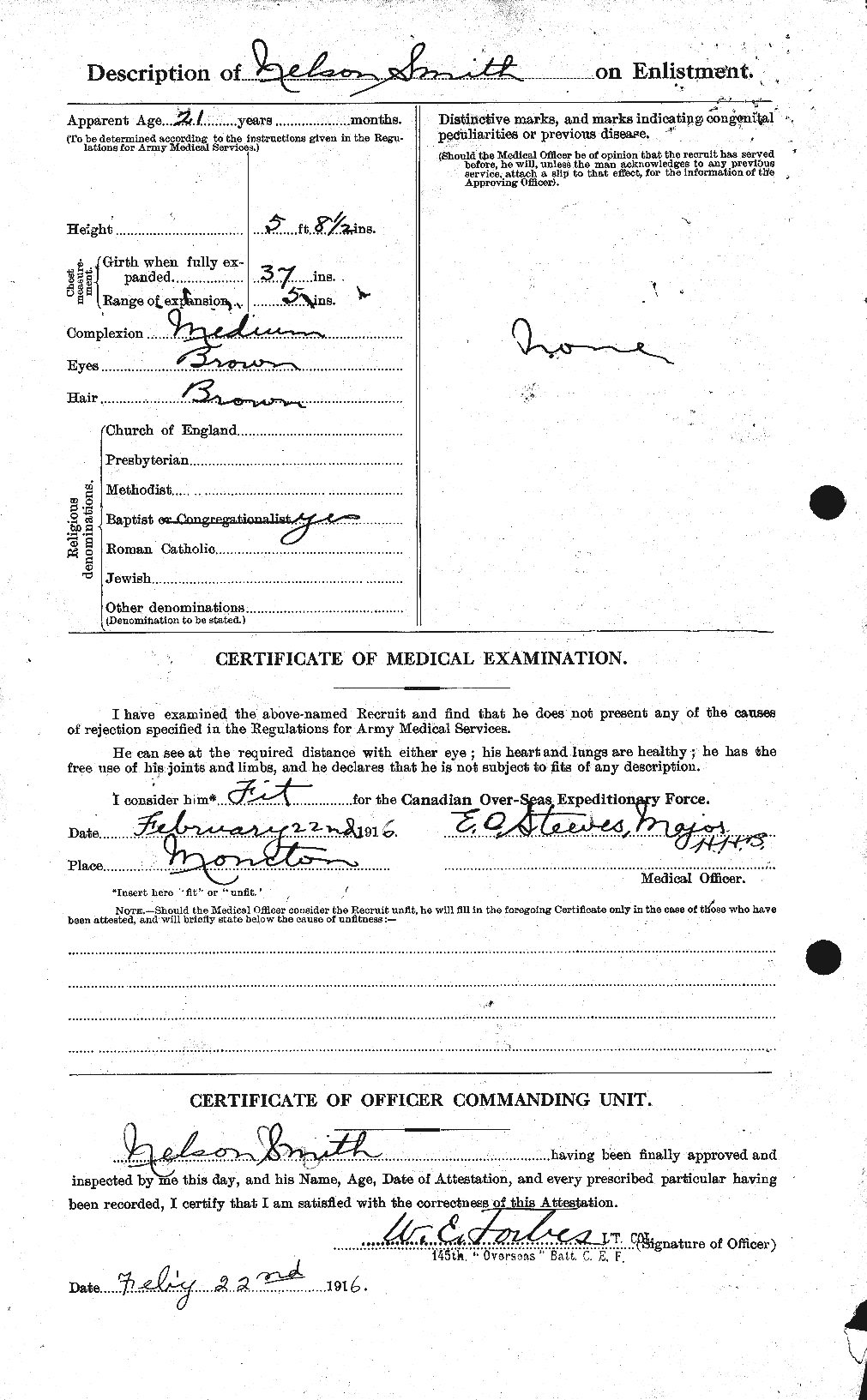 Dossiers du Personnel de la Première Guerre mondiale - CEC 104172b