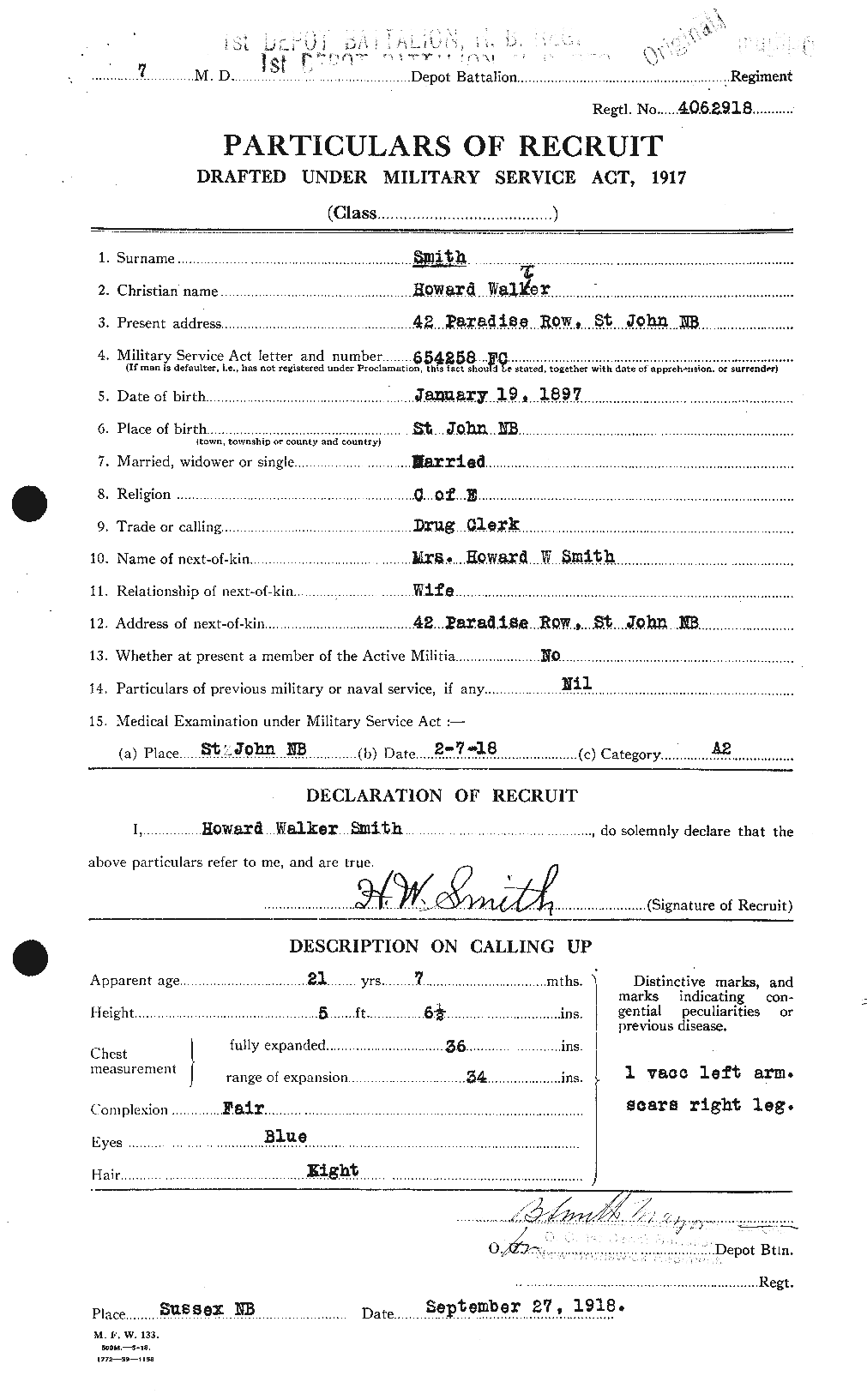 Dossiers du Personnel de la Première Guerre mondiale - CEC 104546a
